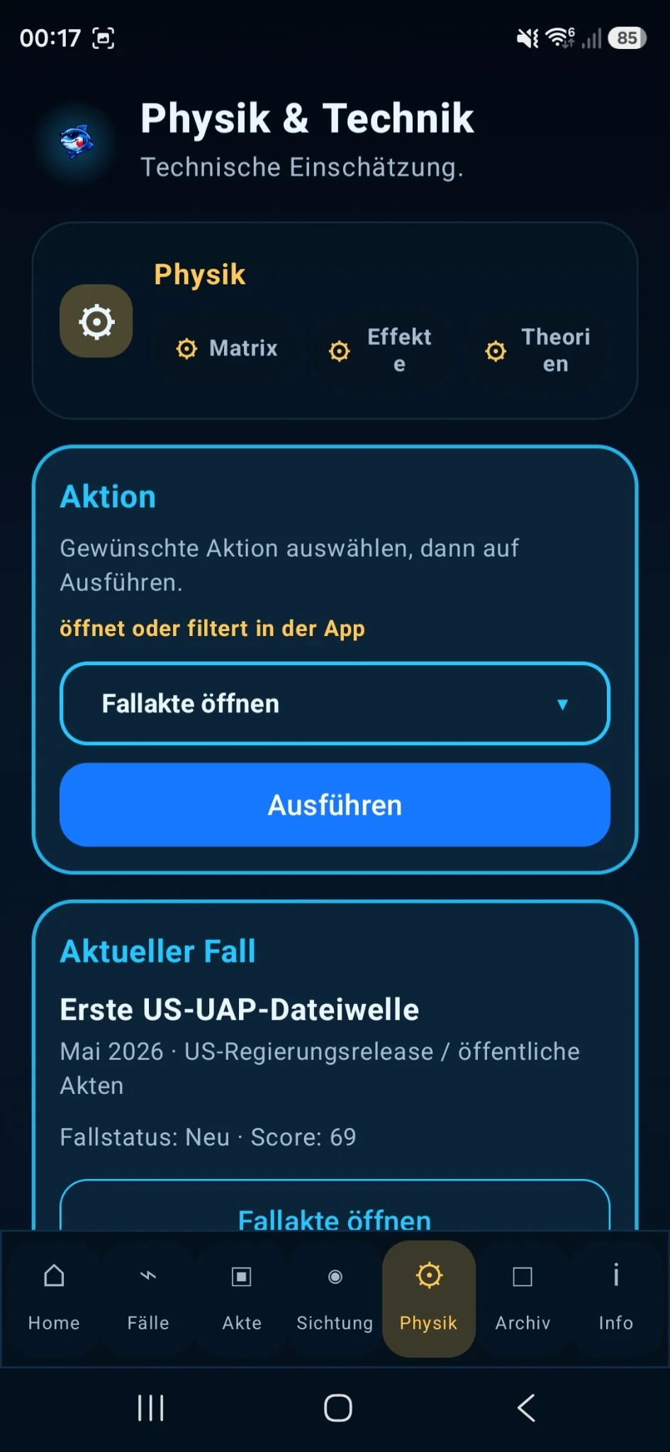 UAPCheckFisch Bereich Physik und Technik